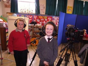 Our P4/5 Class Working With NEELB Outside Broadcasting Truck